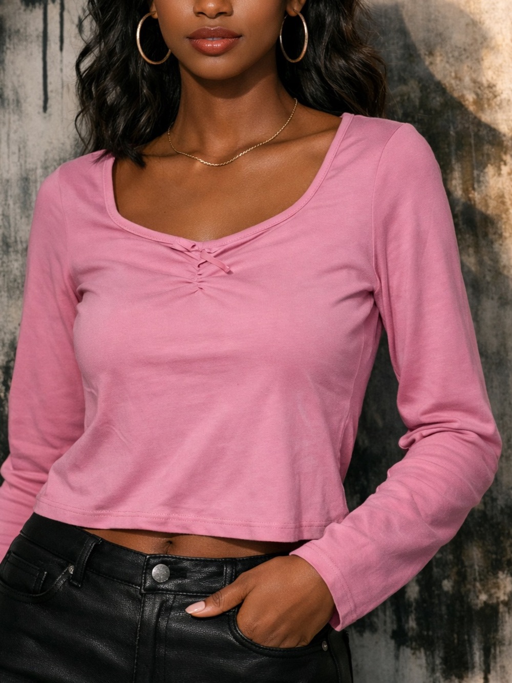 Long-Sleeve Scoop Neck Top